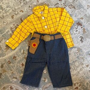 Disney Cowboy Woody Toy Story Costume with Yellow Shirt and Jeans